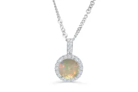 0.67 CT Opal Diamond 0.22 CT TW 14K White Gold OPEN005