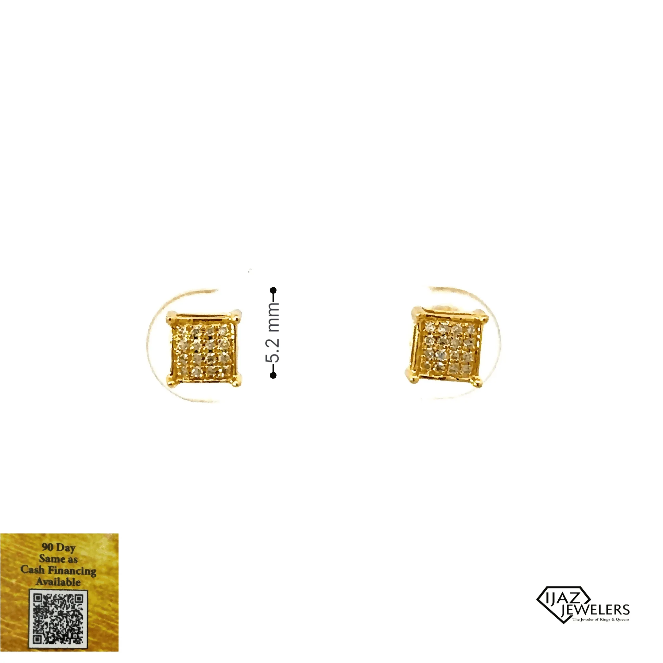 10K Gold Small Square Diamond Stud Earrings