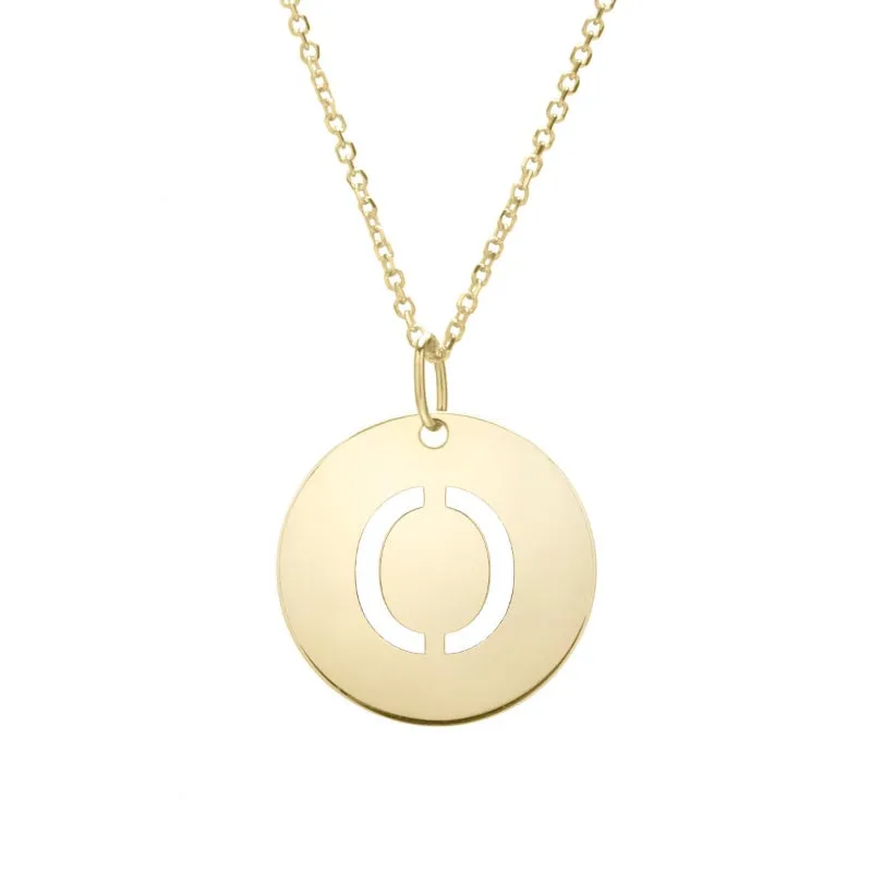 14k Disc Pendant Initial Series - ALL LETTERS