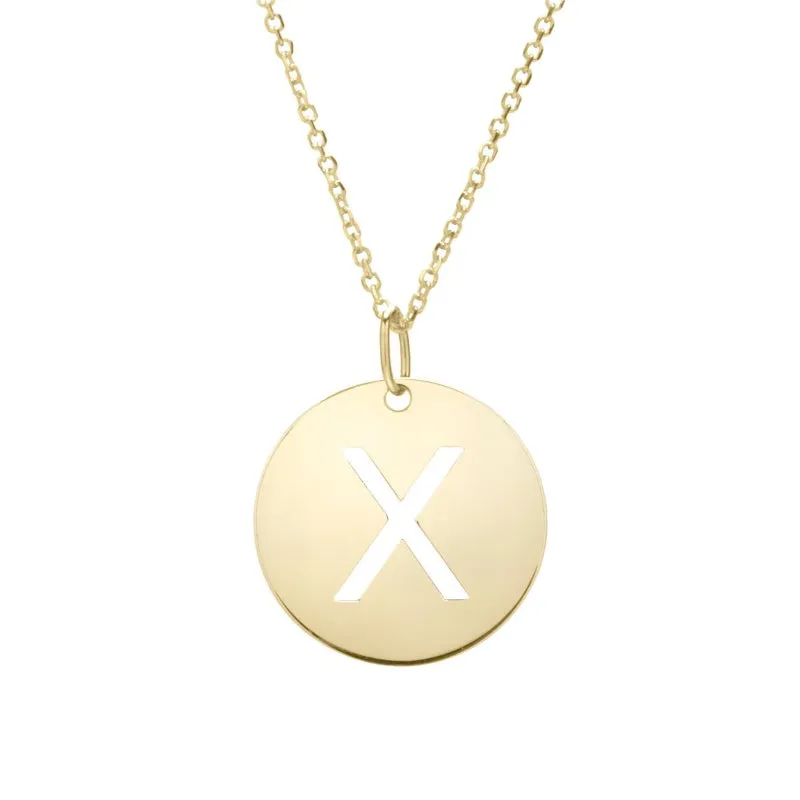 14k Disc Pendant Initial Series - ALL LETTERS