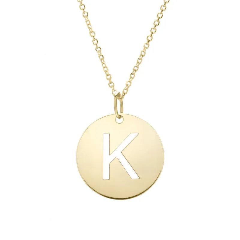 14k Disc Pendant Initial Series - ALL LETTERS