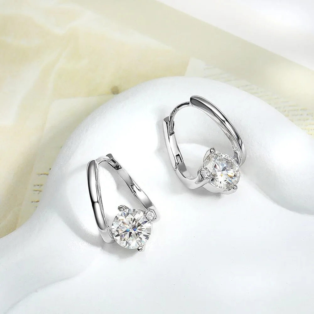 2 Carat Moissanite 925 Sterling Silver Earrings