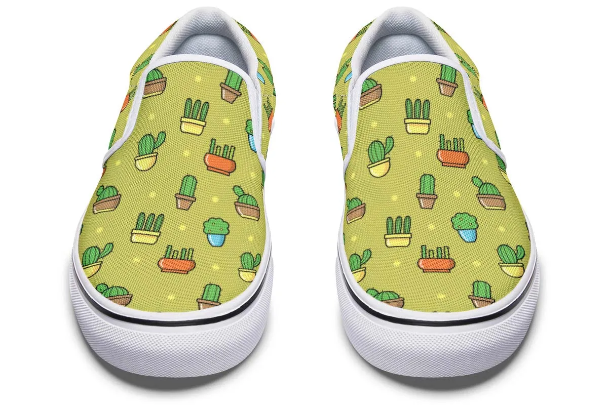 8 Bit Potted Plants Slip-On Shoes