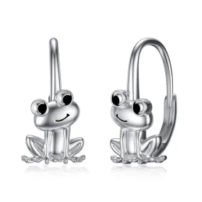 925 Sterling Silver Hypoallergenic Animal Stud Hoop Leverback Frog Earrings Jewelry Gifts for women Girls