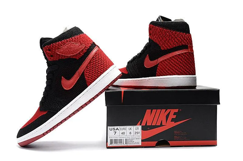 Air Jordan 1 Flyknit “Bred” Black/Varsity Red-White