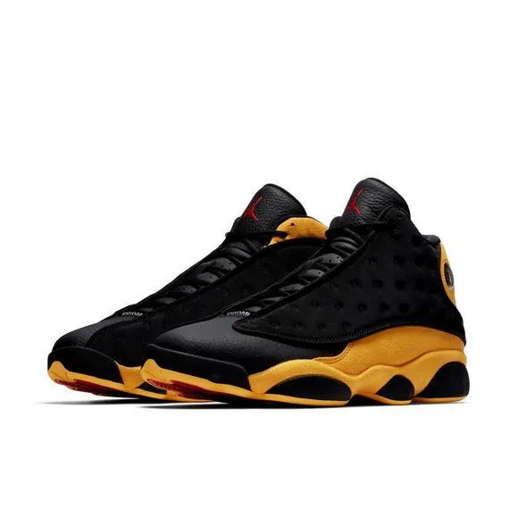 AJ 13 Retro Flint Black and Yellow Basketball Sneakers