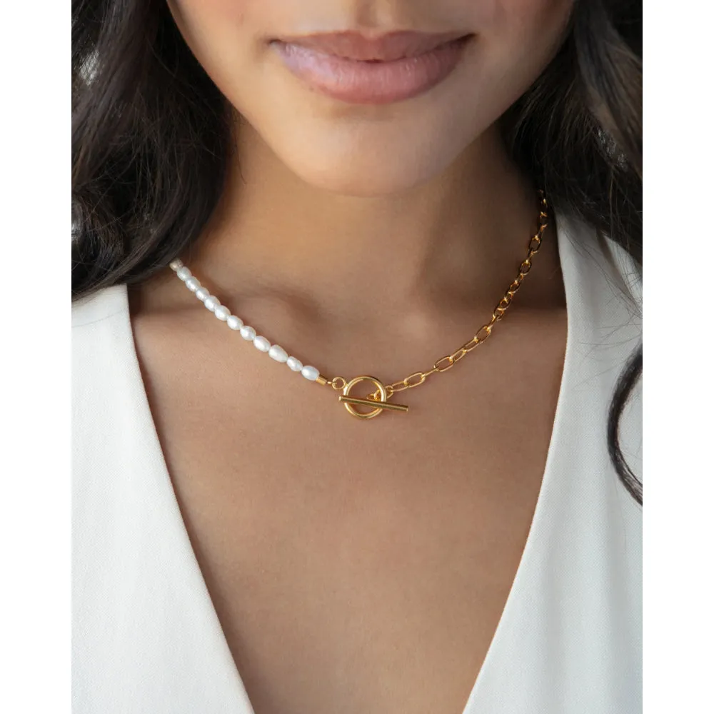 Anna Beck Beaded Pearl and Chain Necklace