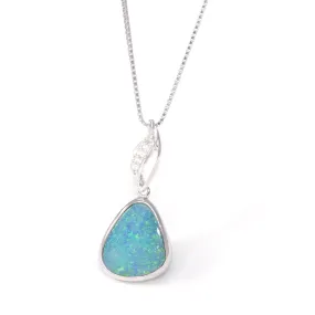 Baikalla? Sterling Silver Freeform Australian Light Blue Natural Opal Bezel Set Necklace