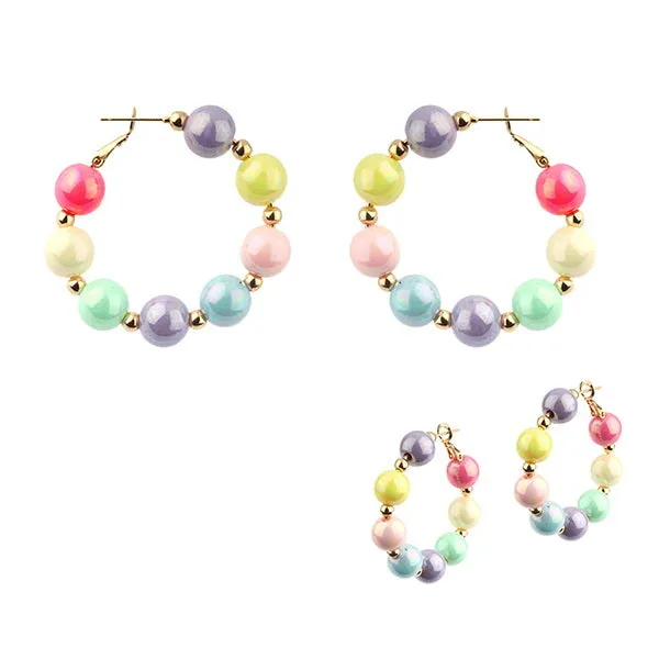 Barbie Theme Pearl Finish Bead Hoop Earrings