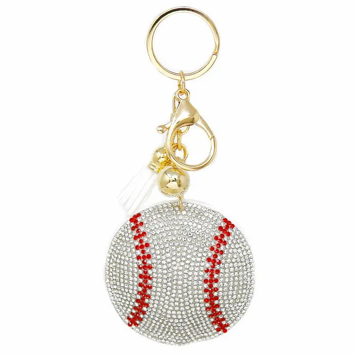 Baseball Rhinestone Tape Keychain