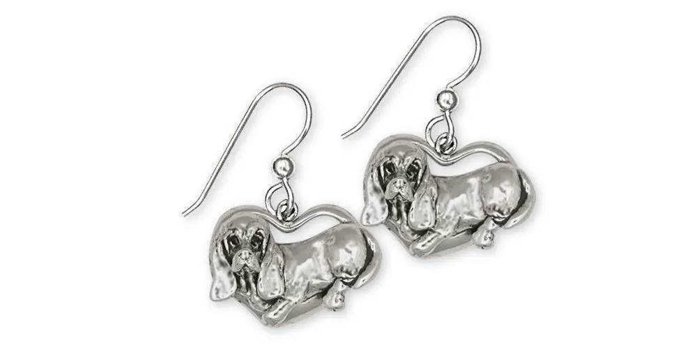 Basset Hound Earrings Jewelry Sterling Silver Handmade Dog Earrings BH2-E