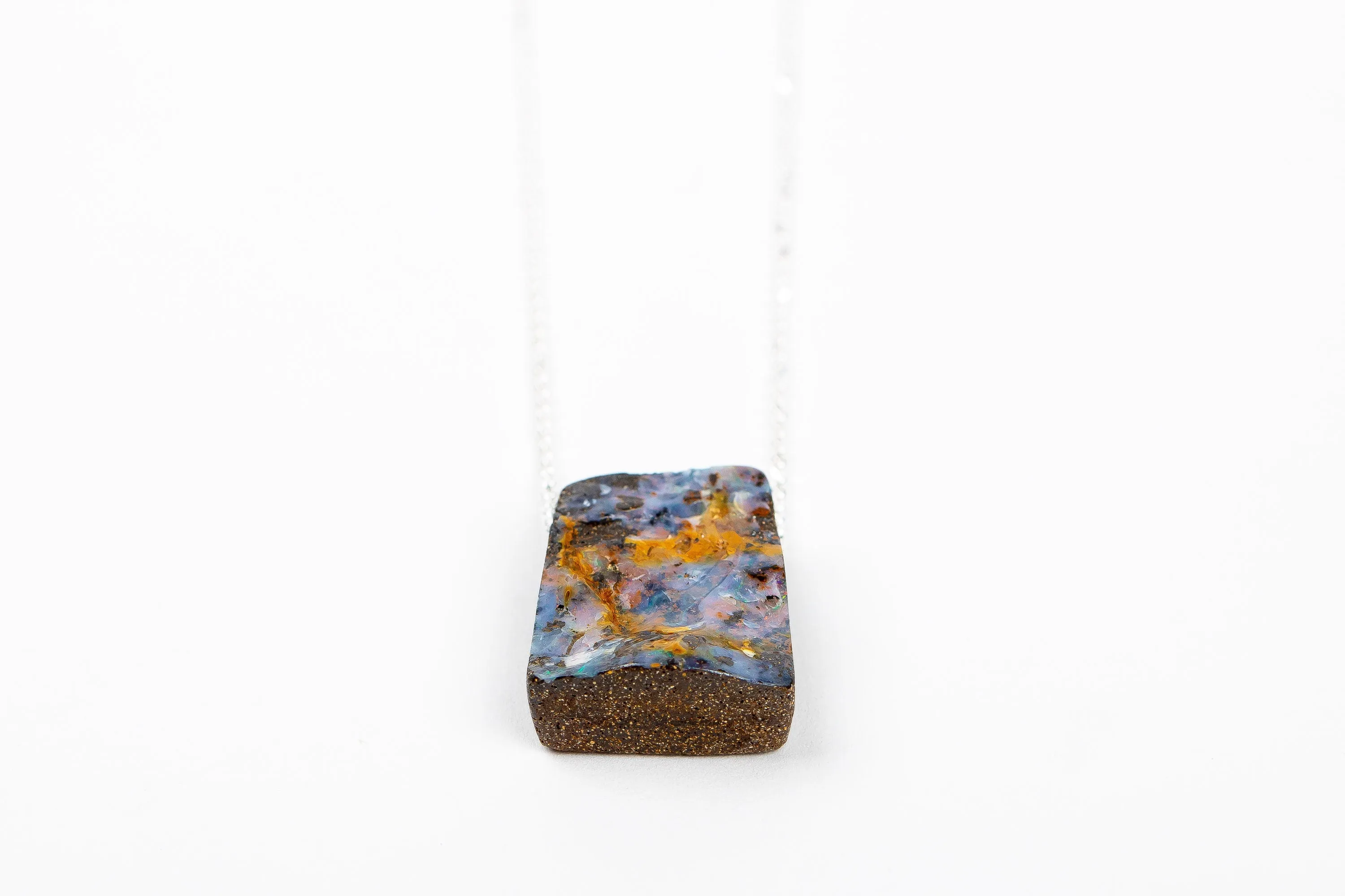 Blue and Orange Boulder Opal Necklace