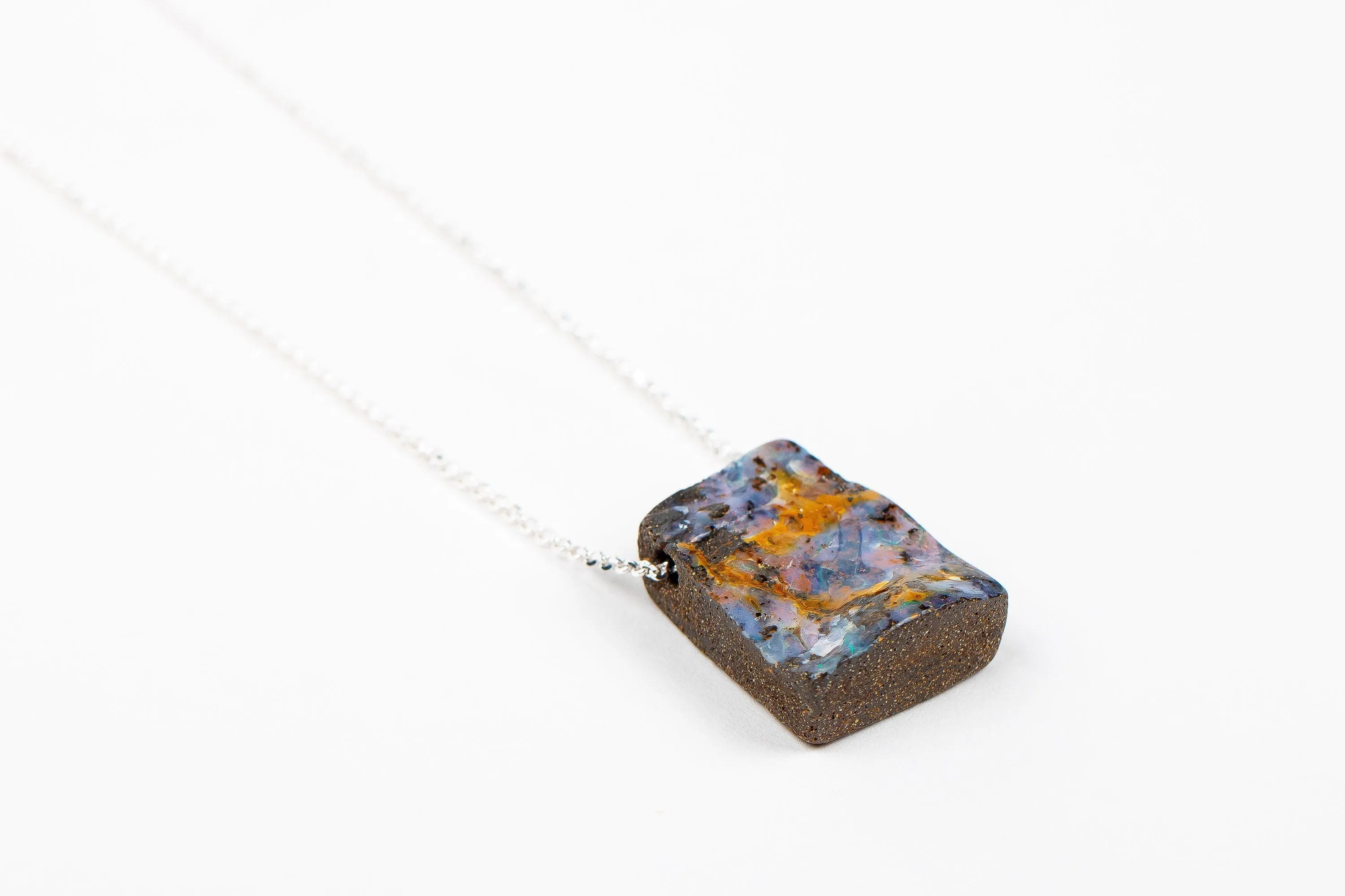 Blue and Orange Boulder Opal Necklace