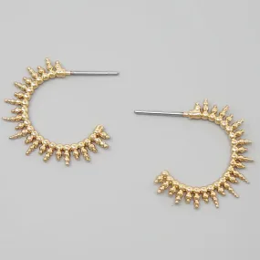 Brass Sun Shape Metal Hoop Earrings