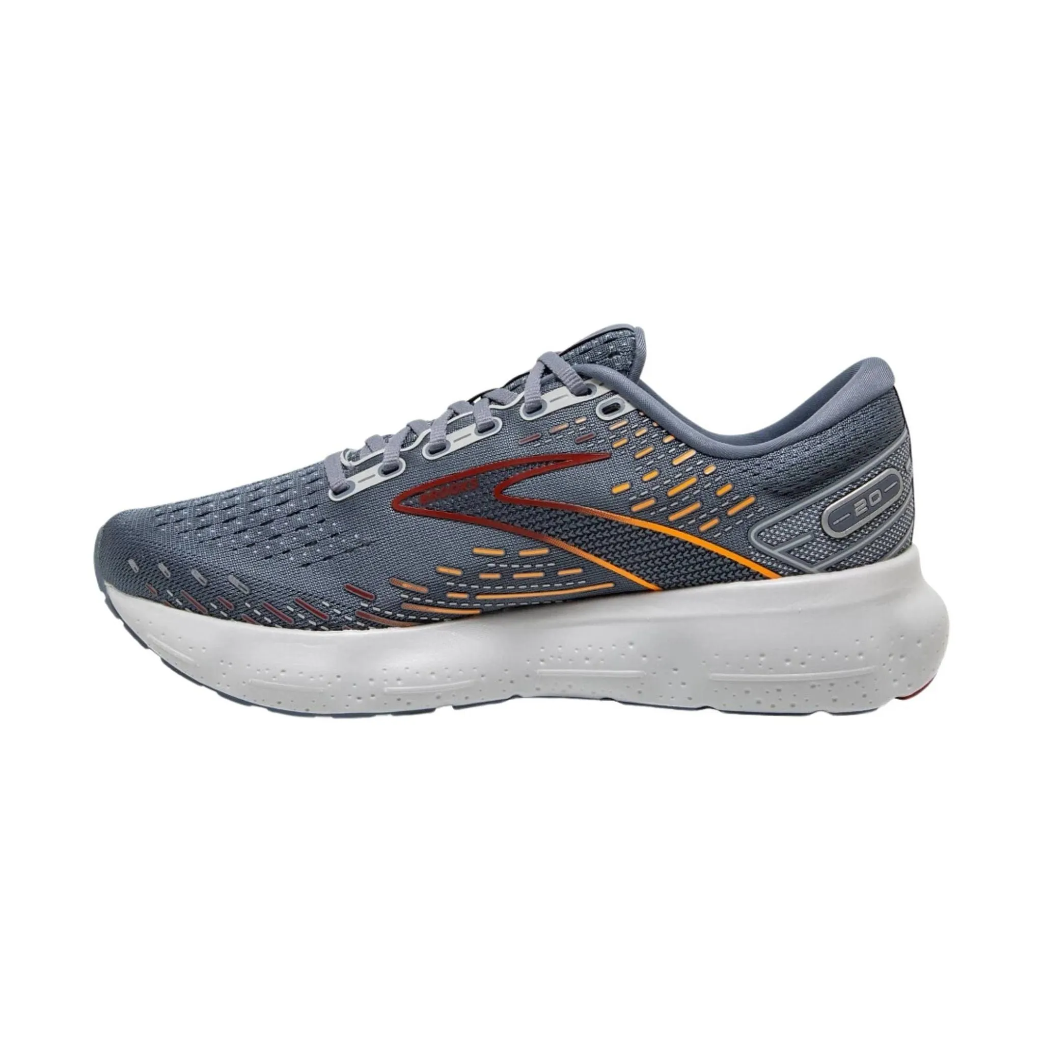 Brooks Men's Glycerin 20 Road Running Shoes - Grey/Chili Oil/ Orange