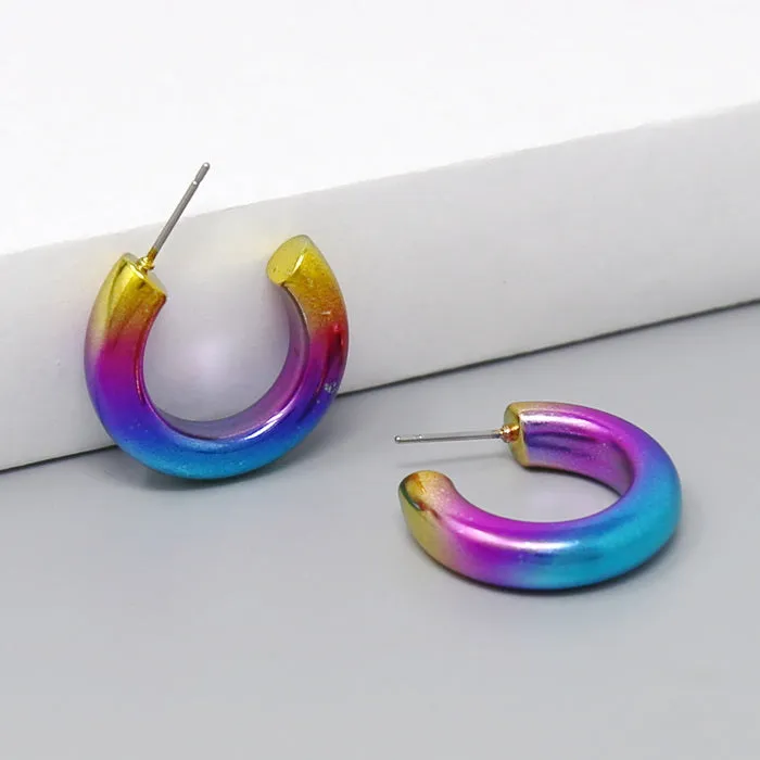 Color Dipped Metal Tube Hoop Earrings