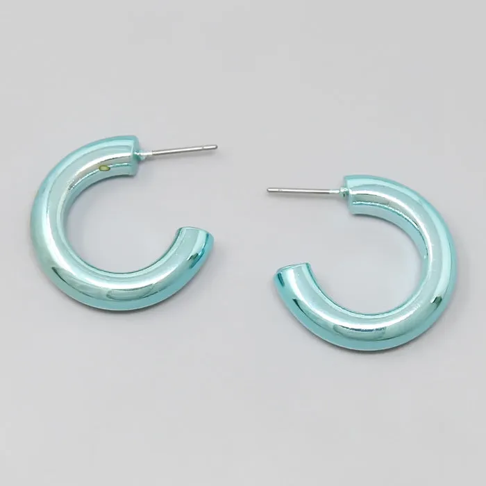 Color Dipped Metal Tube Hoop Earrings