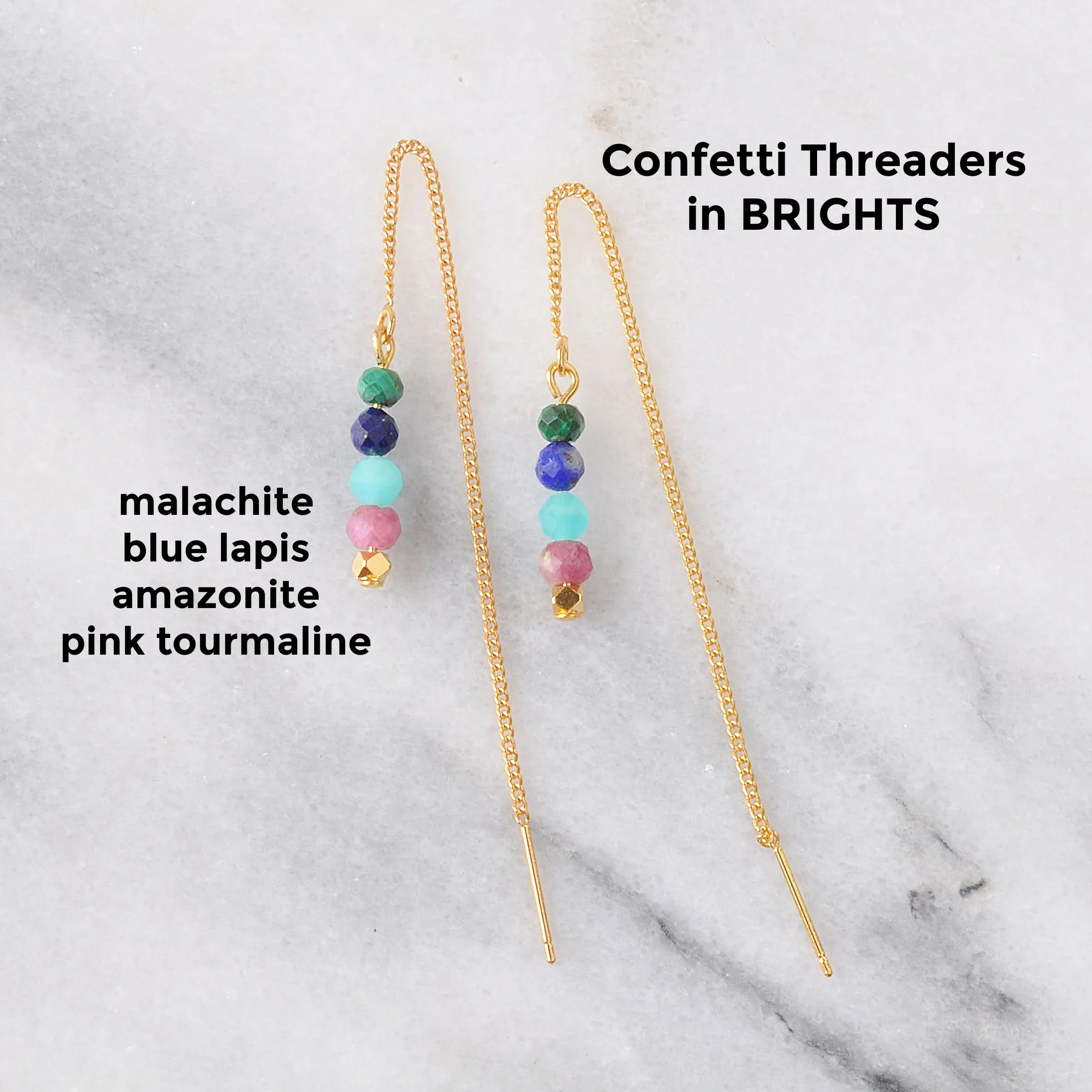 Confetti Gemstone Threader Earrings