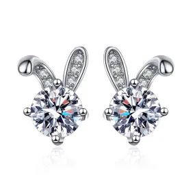 Cute Rabbit Moissanite Earrings for Women