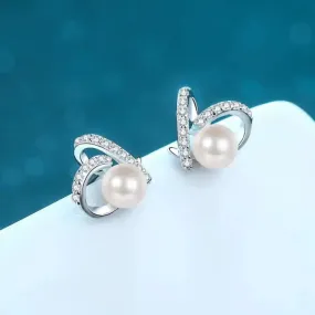 Dazzling Heart-Shaped Moissanite Pearl Earrings