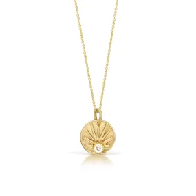 Diamond Mini Sun Necklace - 14K Gold