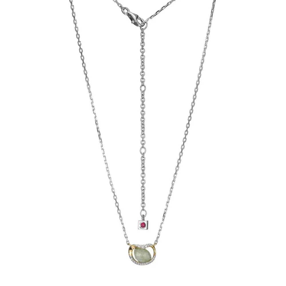 Elle Treasure White Crystal and Amazonite Pendant Necklace