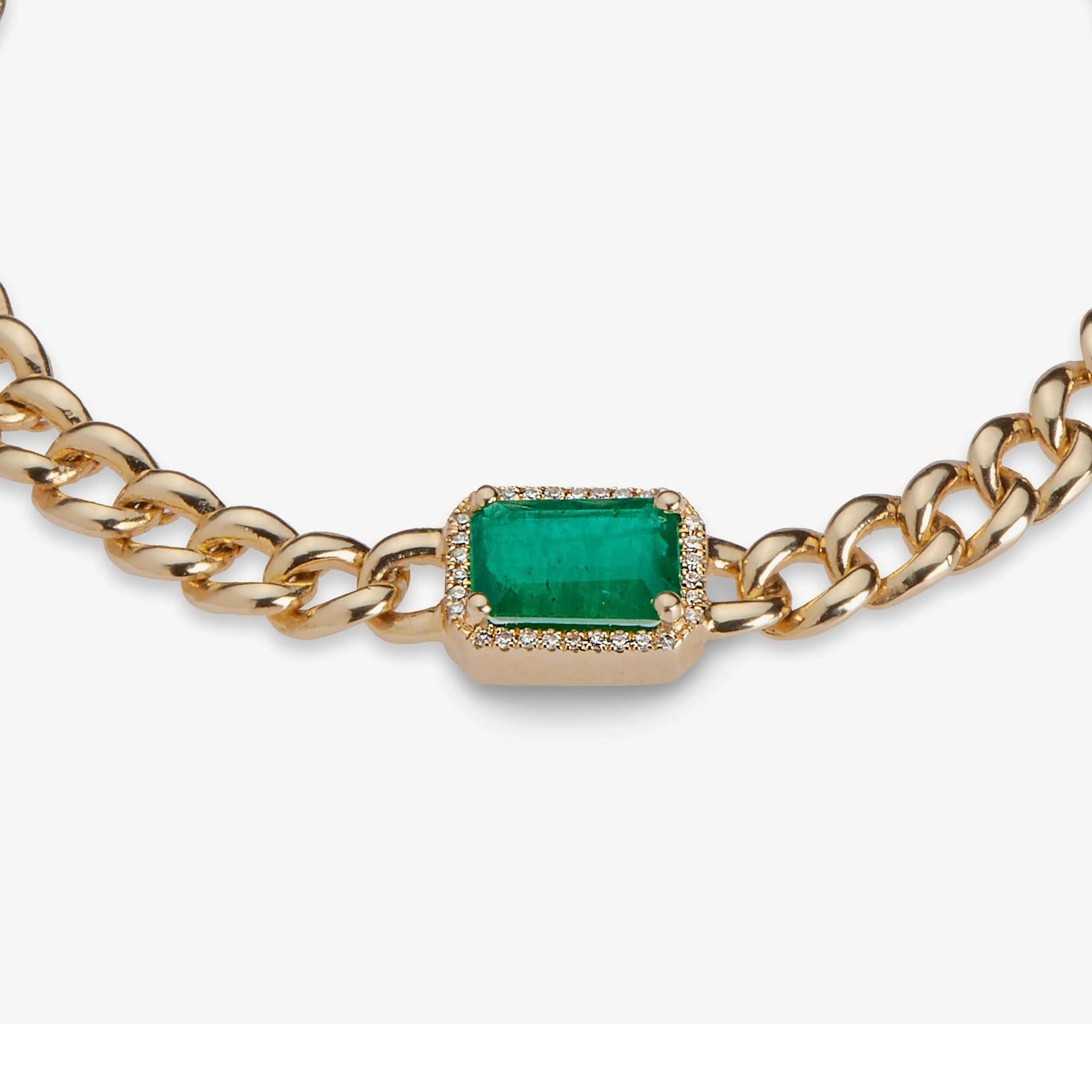 Emerald and Diamond Cuban Chain Necklace