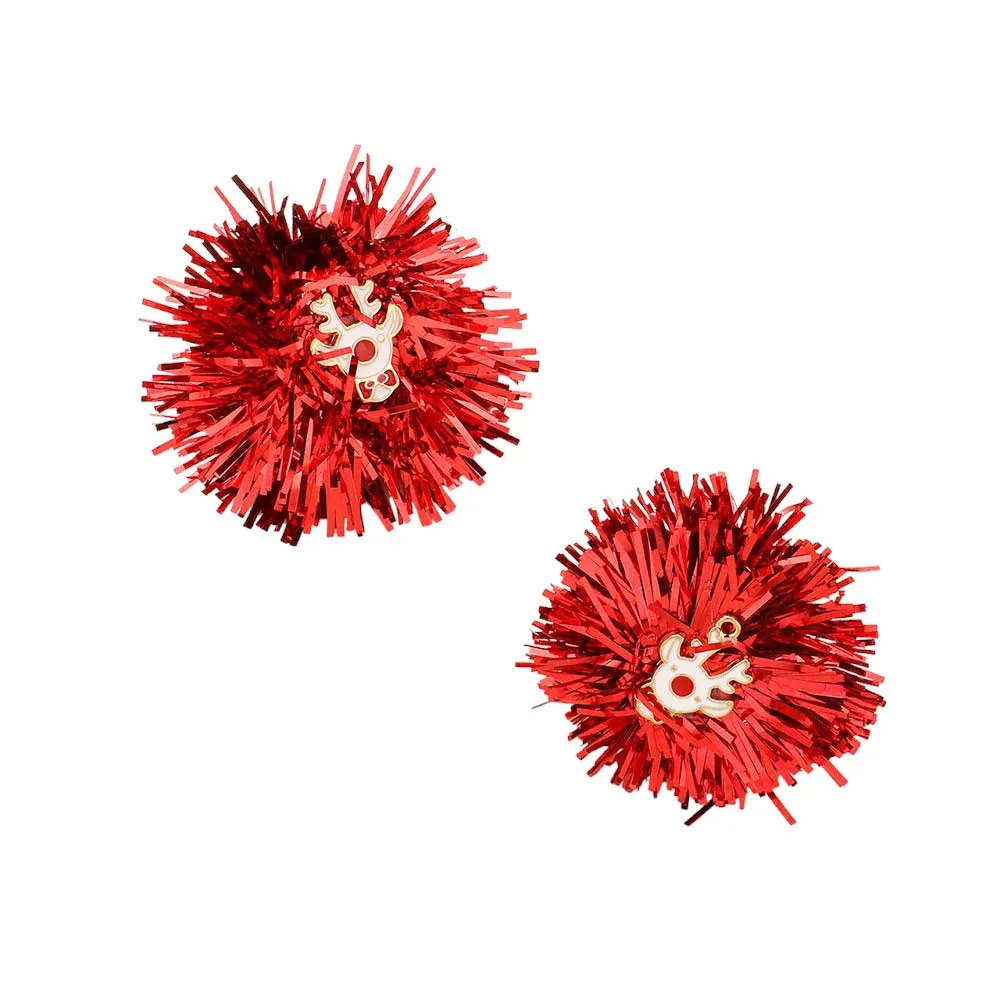 Enamel Rudolph Tinsel Earrings