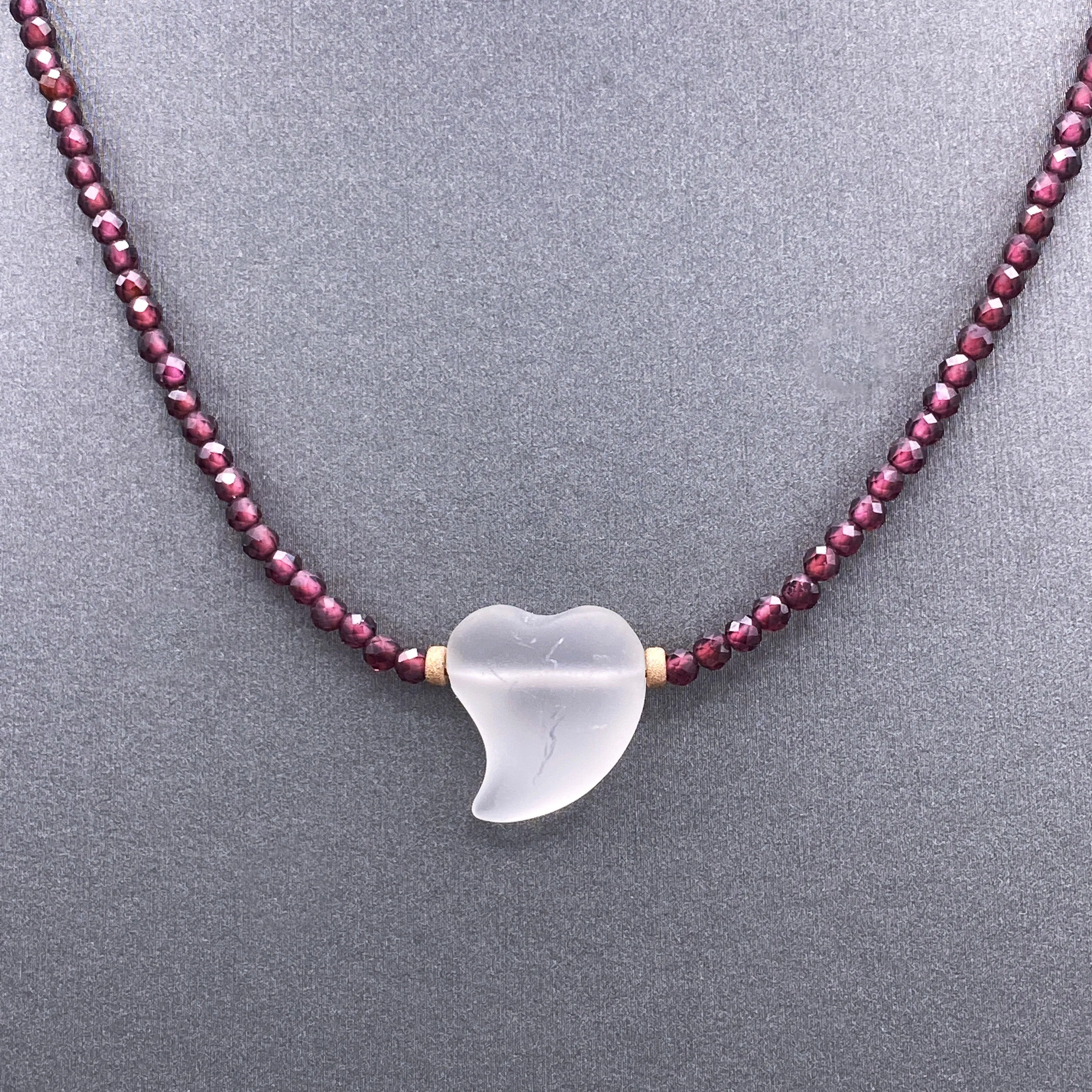 Garnet and Quartz Heart Necklace