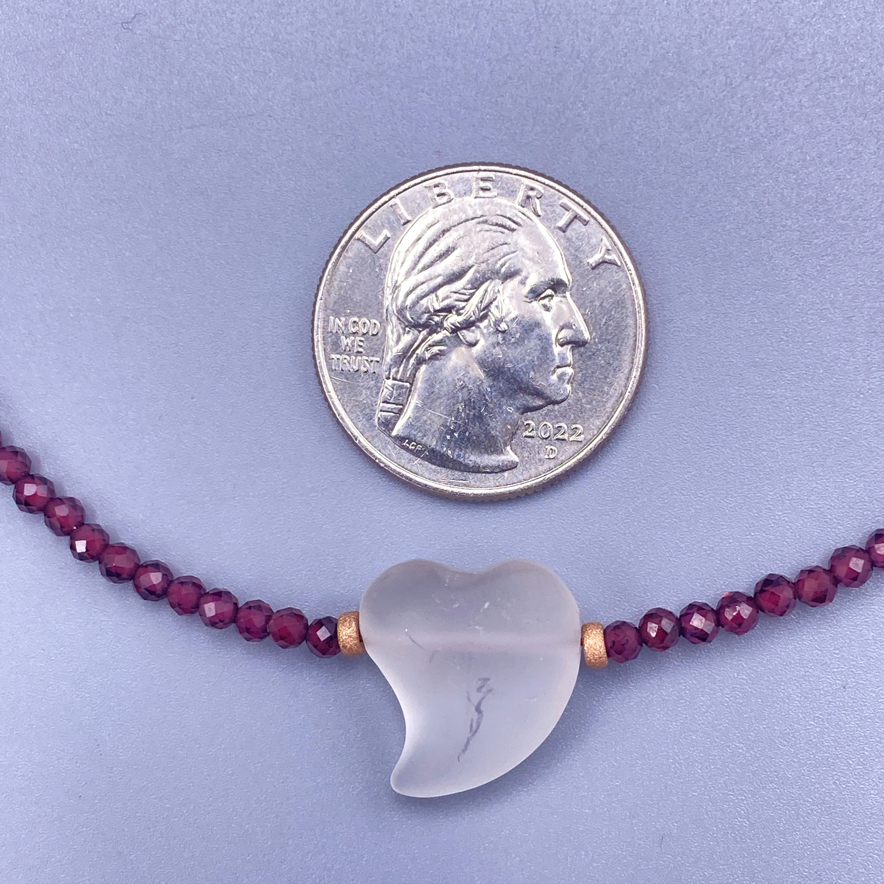 Garnet and Quartz Heart Necklace