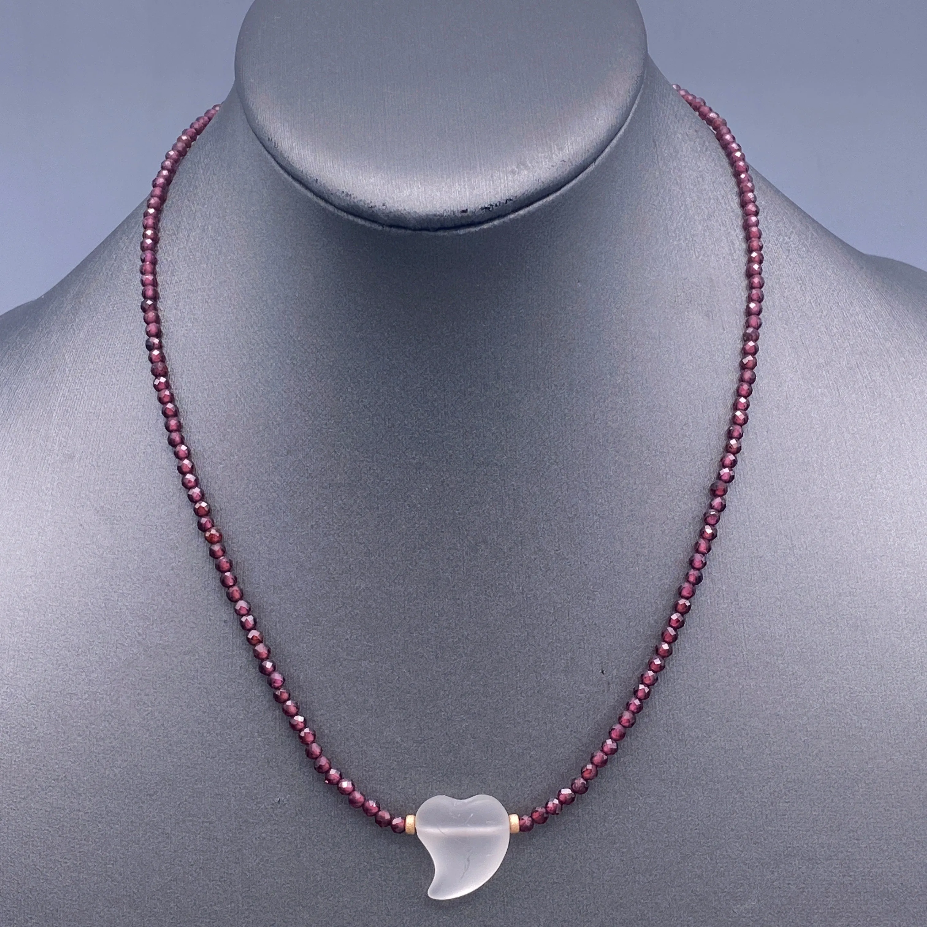 Garnet and Quartz Heart Necklace