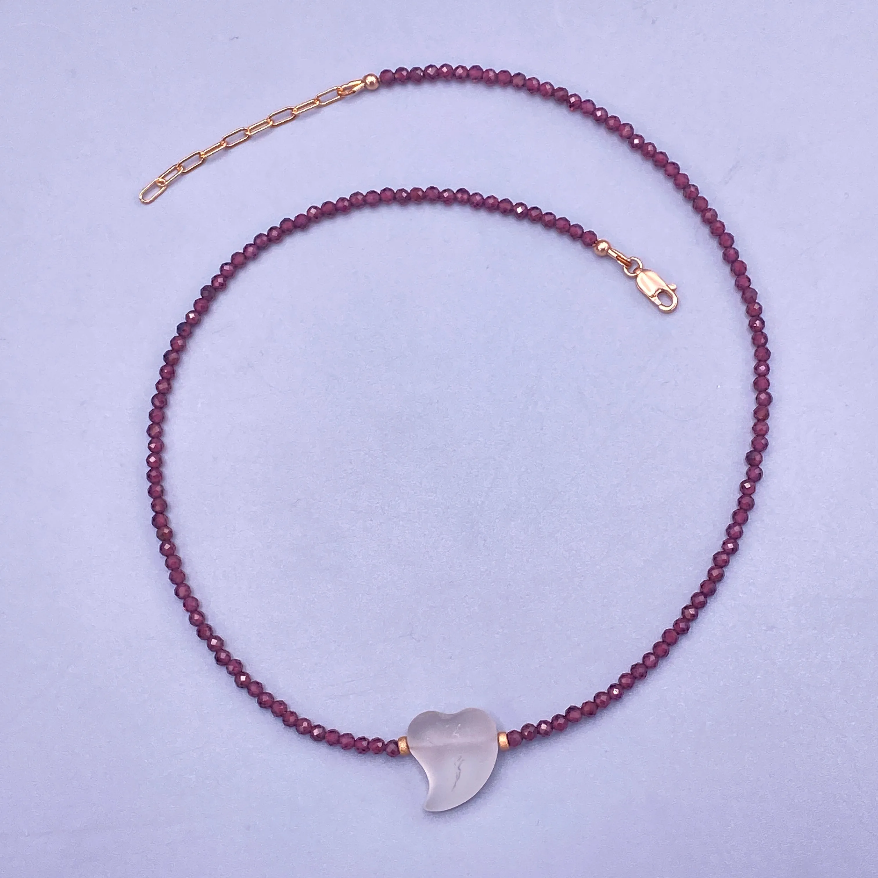 Garnet and Quartz Heart Necklace