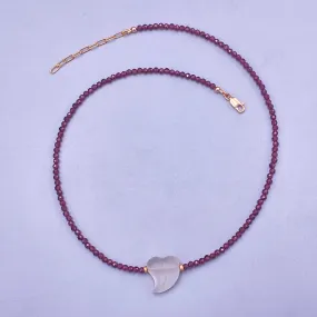 Garnet and Quartz Heart Necklace