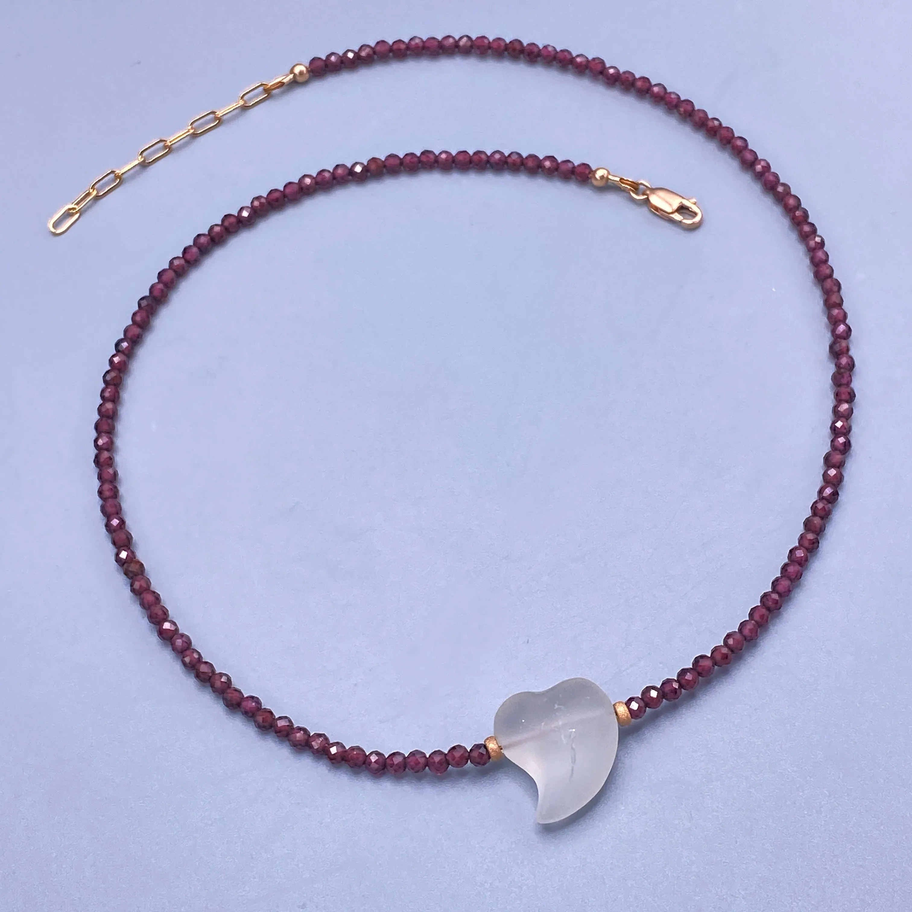 Garnet and Quartz Heart Necklace