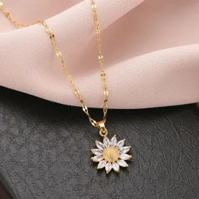 Gold Plated Sunflower Necklace