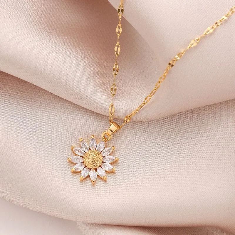 Gold Plated Sunflower Necklace