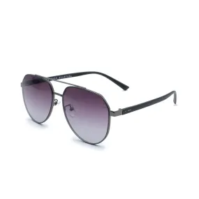 Good Hearted Polarized Hexagonal Aviator Sunglasses, Purple and Silver