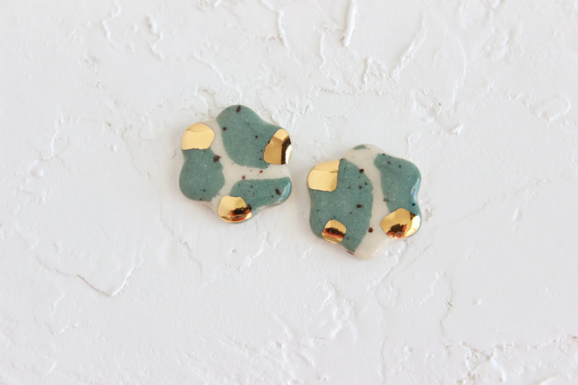 Green Terrazzo Flower Stud Earrings