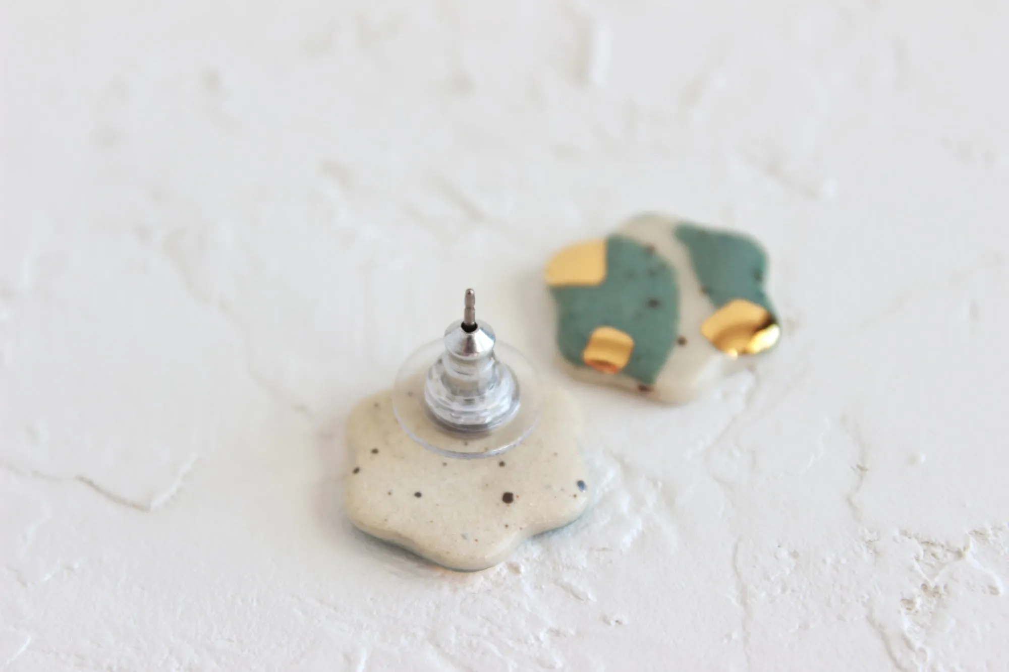 Green Terrazzo Flower Stud Earrings