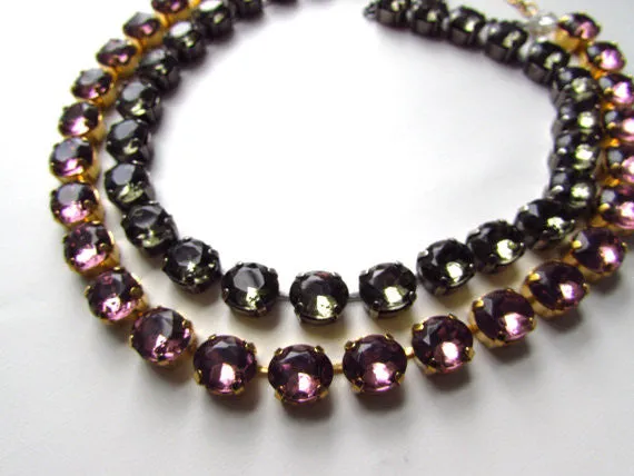 Gunmetal Grey Riviere Necklace - Small Oval