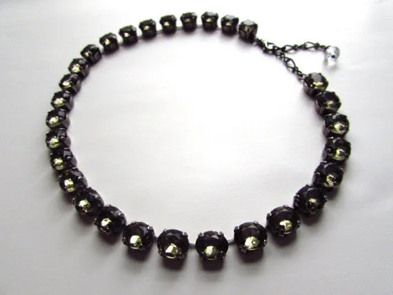 Gunmetal Grey Riviere Necklace - Small Oval