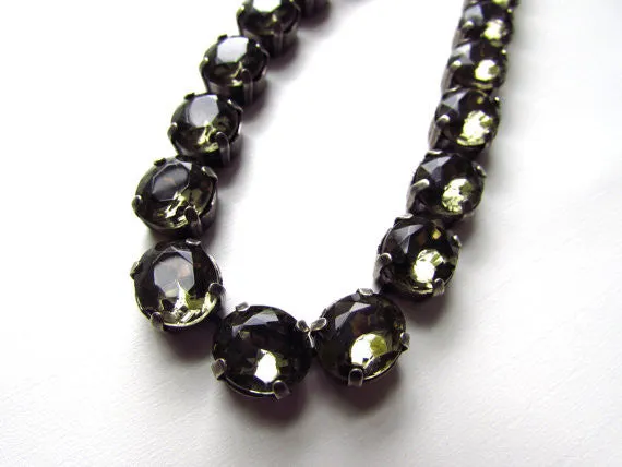 Gunmetal Grey Riviere Necklace - Small Oval