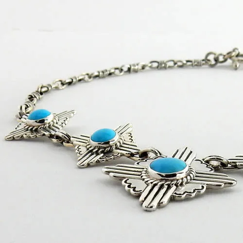 Handcrafted Adjustable Sterling Silver Zia Turquoise Necklace