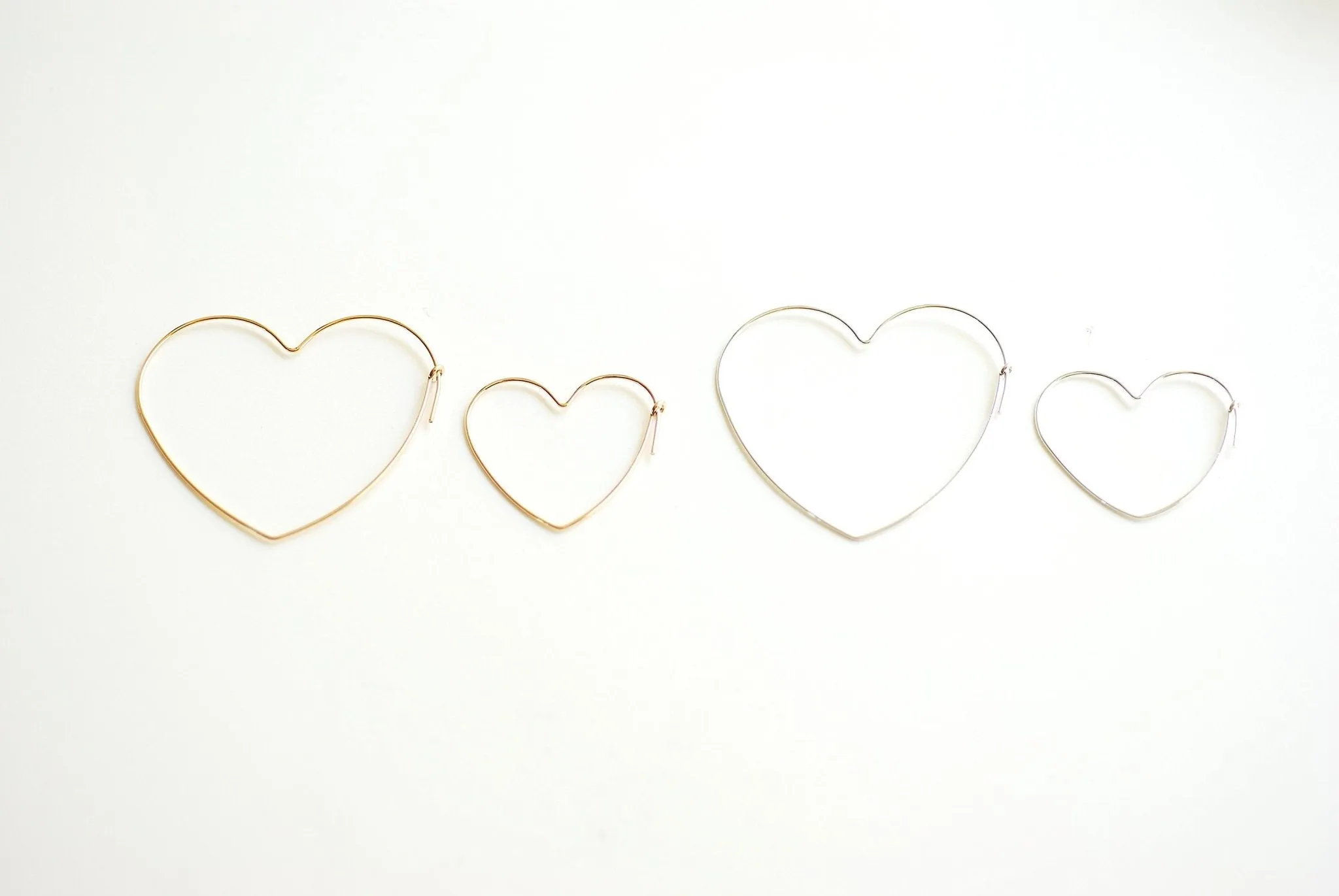 Heart Wire Wholesale Hoop Earrings- 14k Gold Filled or Sterling Silver Hoop Earrings, Open Heart Wire, Love Heart Shaped Earrings, Heart Hoop Earwire