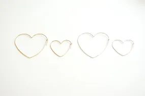 Heart Wire Wholesale Hoop Earrings- 14k Gold Filled or Sterling Silver Hoop Earrings, Open Heart Wire, Love Heart Shaped Earrings, Heart Hoop Earwire