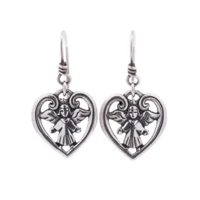 James Avery 925 Sterling Silver Retired Heart Angel Dangle Earrings