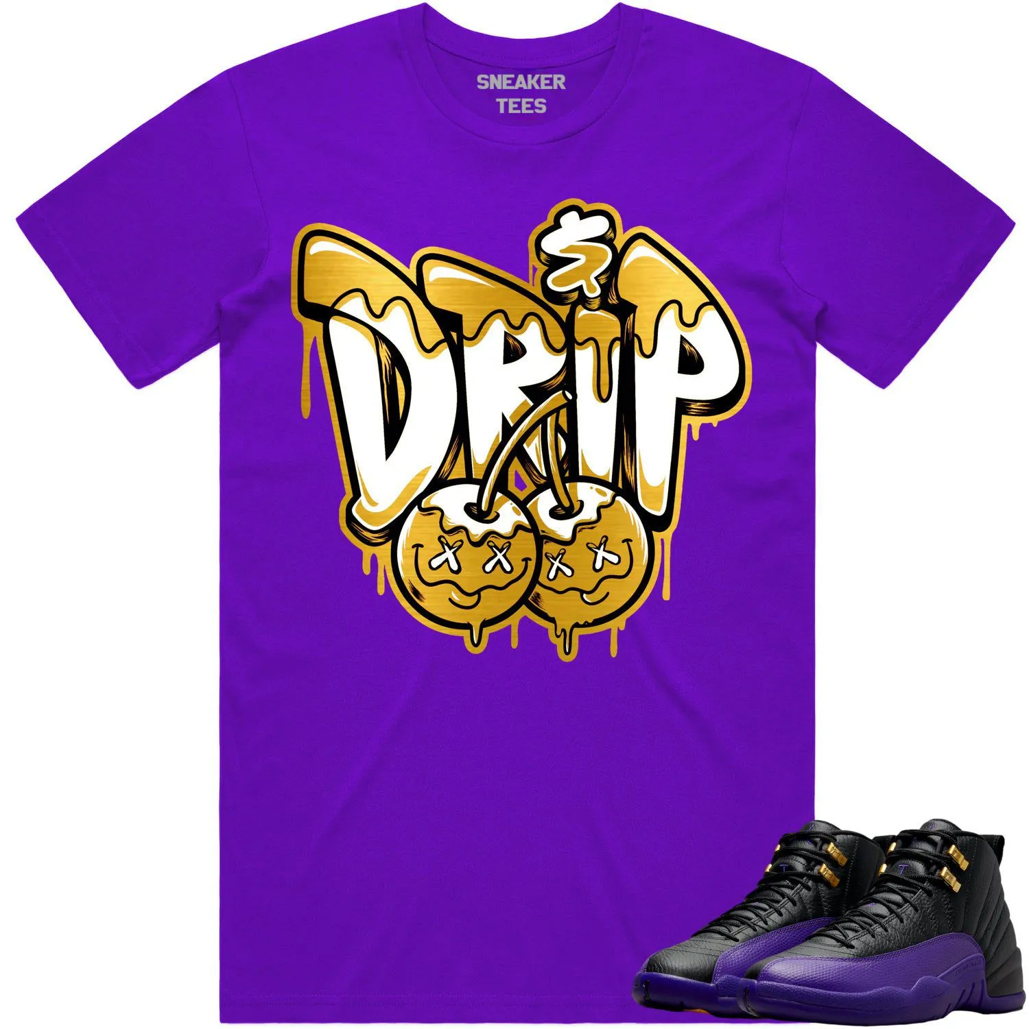 Jordan 12 Field Purple 12s Shirt to Match - GOLD METALLIC MONEY DRIP