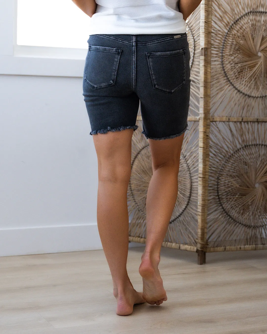 KanCan Miranda Faded Black Bermuda Shorts