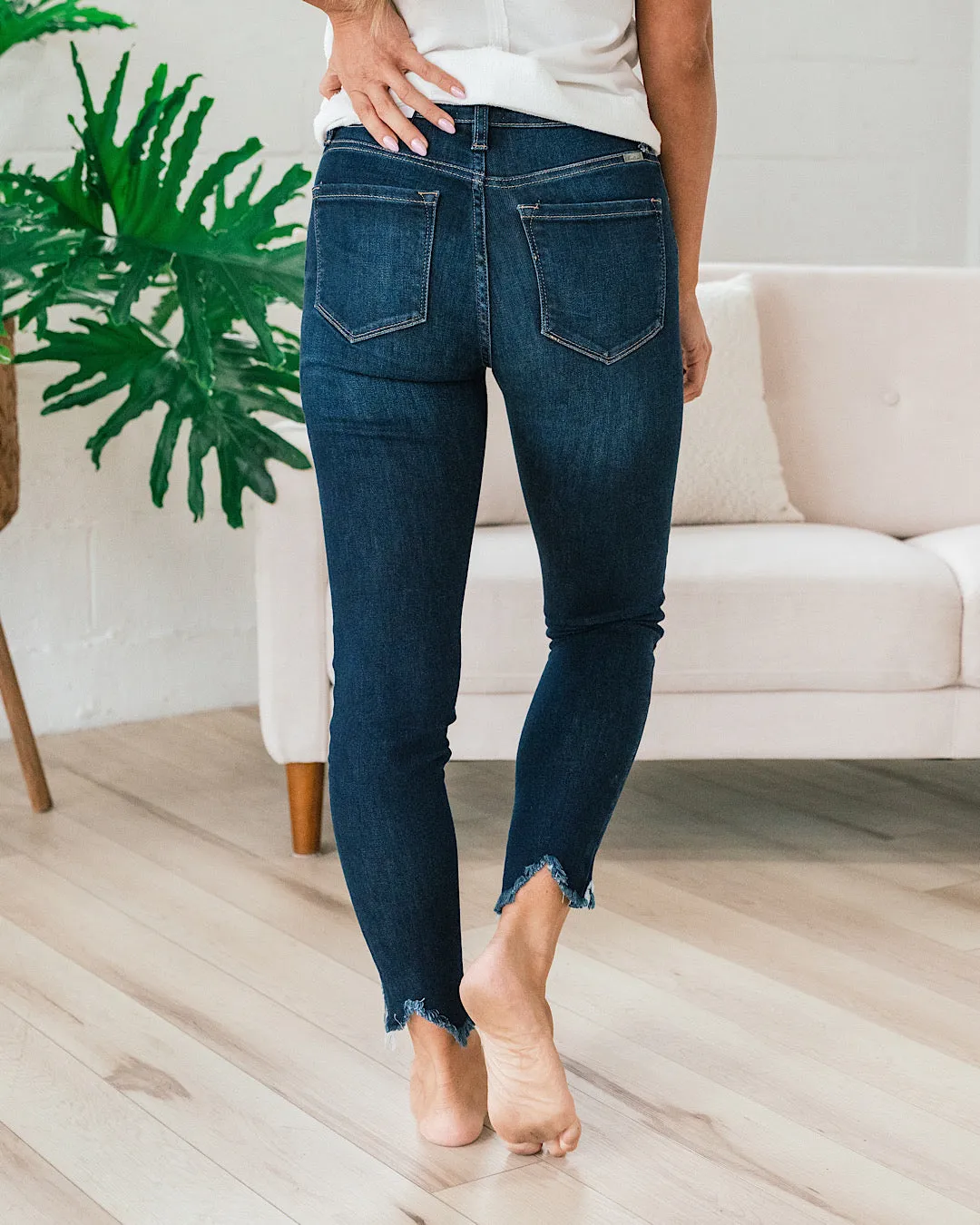 KanCan Shari Hem Detail Dark Wash Skinny Jeans