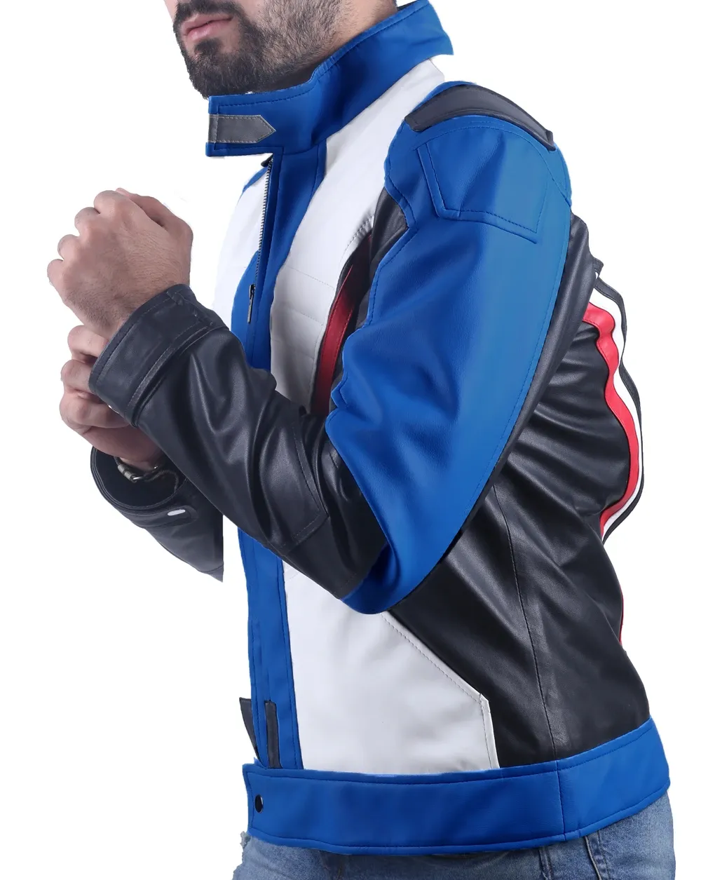 Kid's Overwatch Soldier 76 John Jack Morrison Sheep Leather Jacket Blue